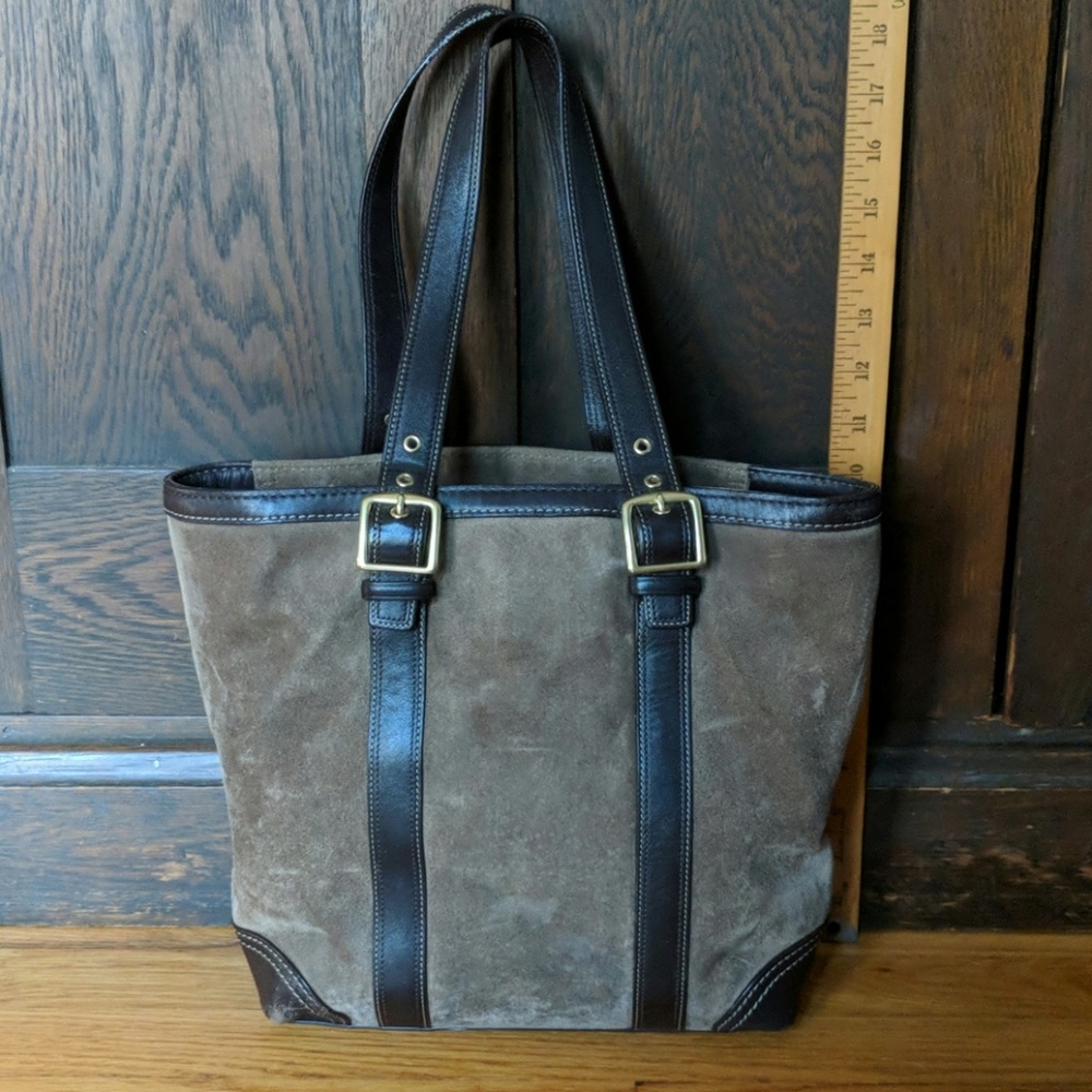 Coach G063-F10196 Brown suede tote bag